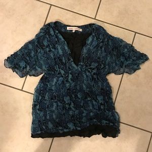 Amanda Uprichard blue and black sleeve top